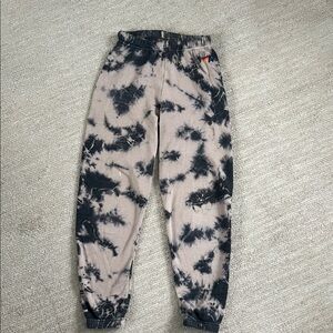 Aviator Nation Tie-Dye Jogger Pants, Black and Tan, XSmall
